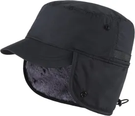 Connectyle Men's Winter Hat with Visor Warm Earflaps Hat Fully Lined Faux Fur Baseball Cap Trapper Hunting Hats