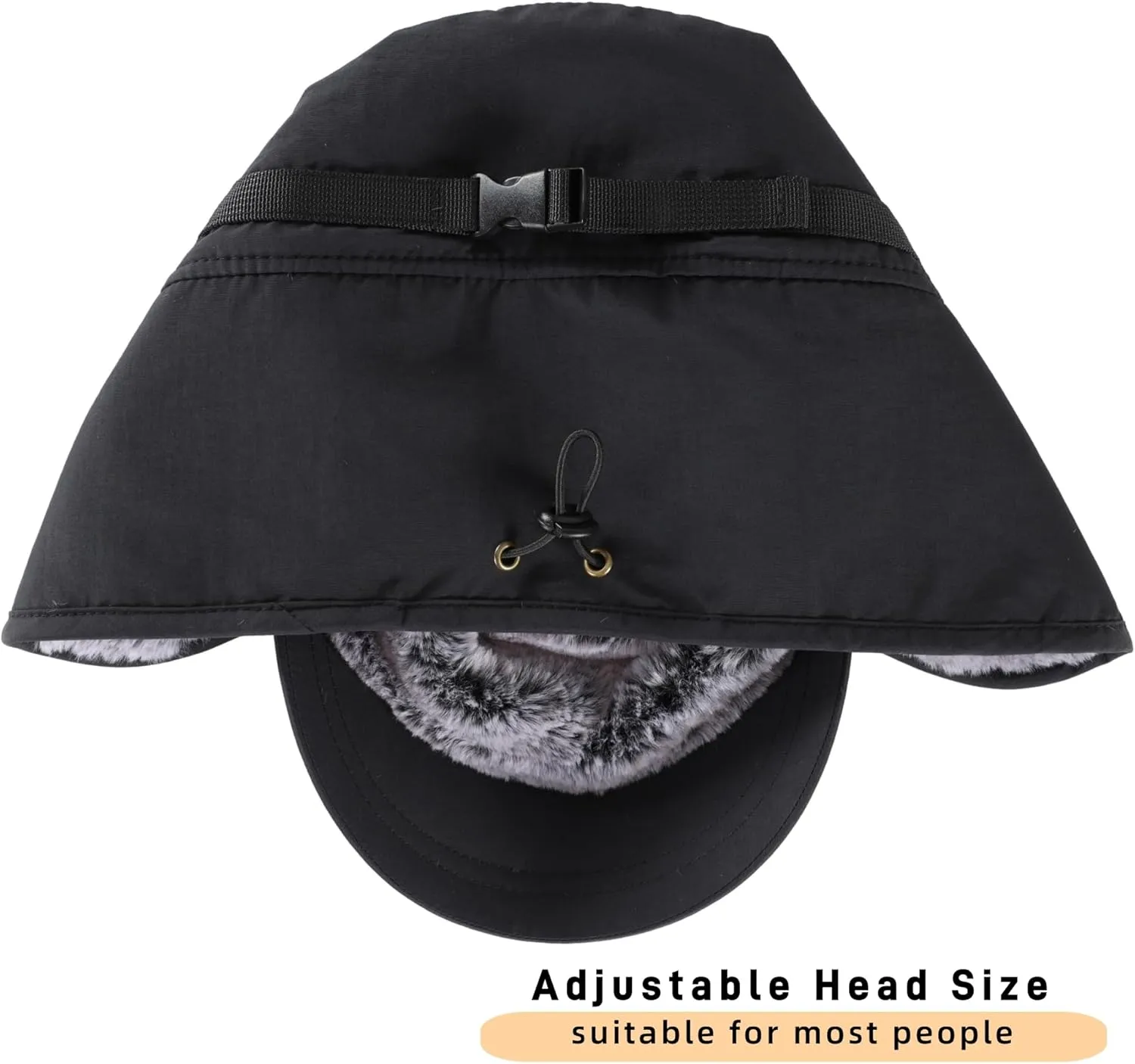 Connectyle Men's Winter Hat with Visor Warm Earflaps Hat Fully Lined Faux Fur Baseball Cap Trapper Hunting Hats