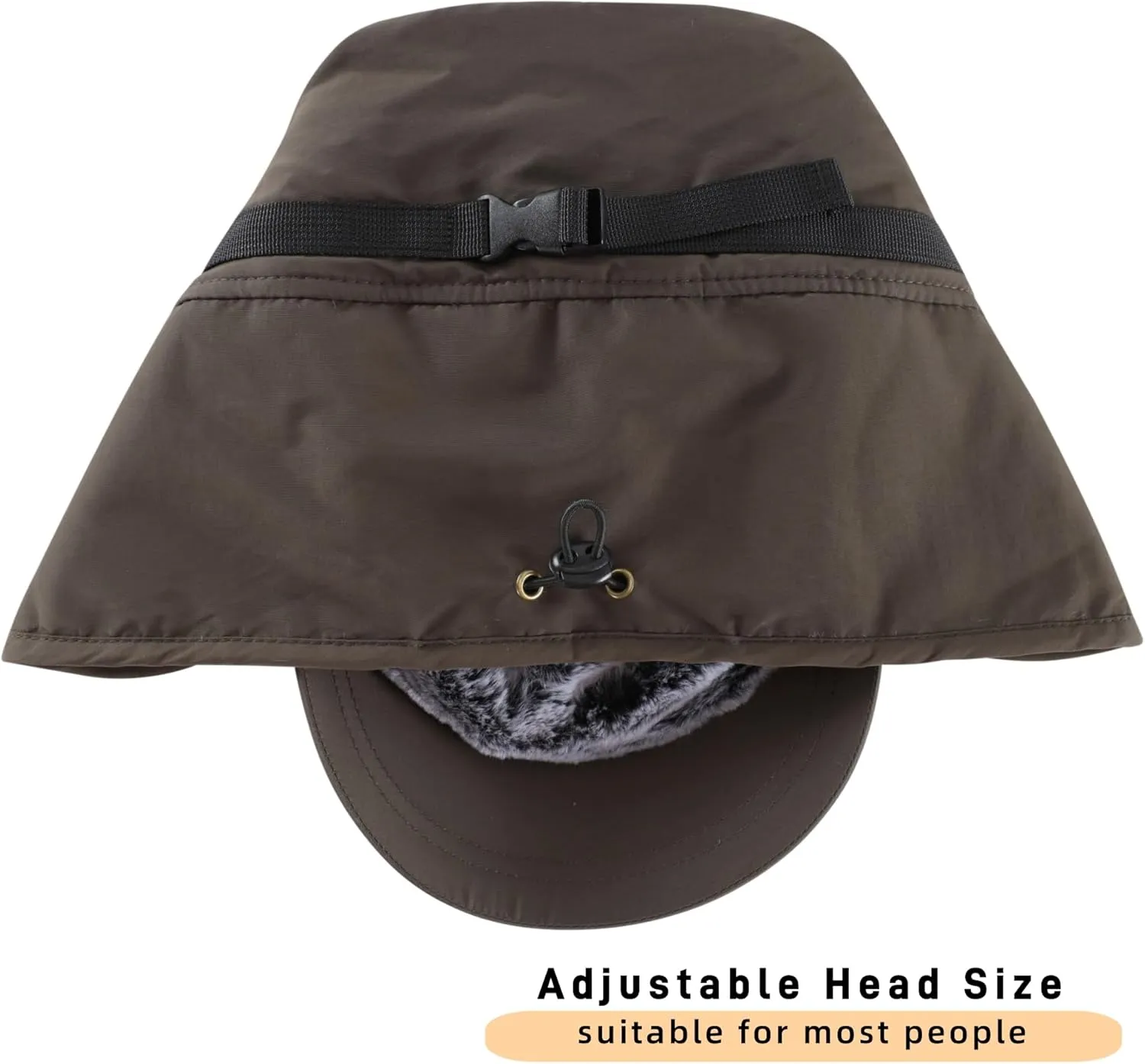 Connectyle Men's Winter Hat with Visor Warm Earflaps Hat Fully Lined Faux Fur Baseball Cap Trapper Hunting Hats
