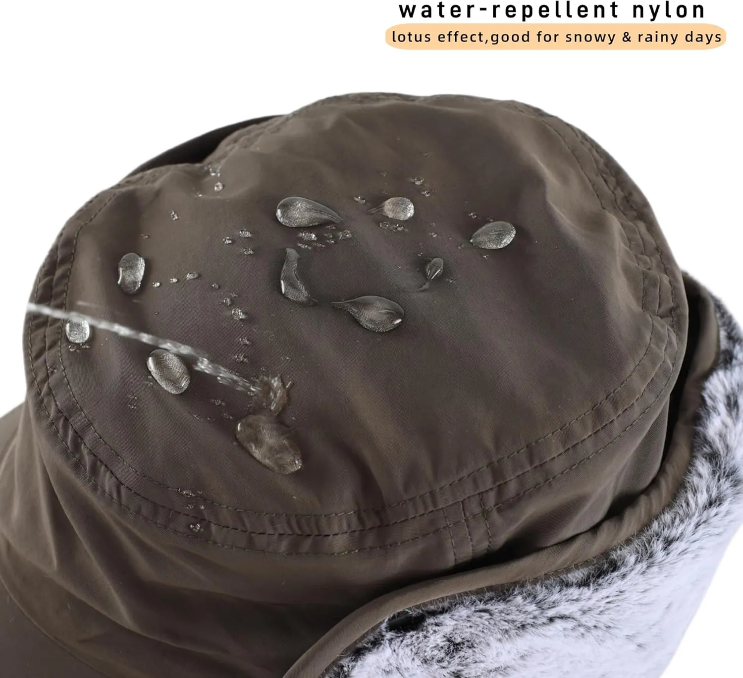 Connectyle Men's Winter Hat with Visor Warm Earflaps Hat Fully Lined Faux Fur Baseball Cap Trapper Hunting Hats