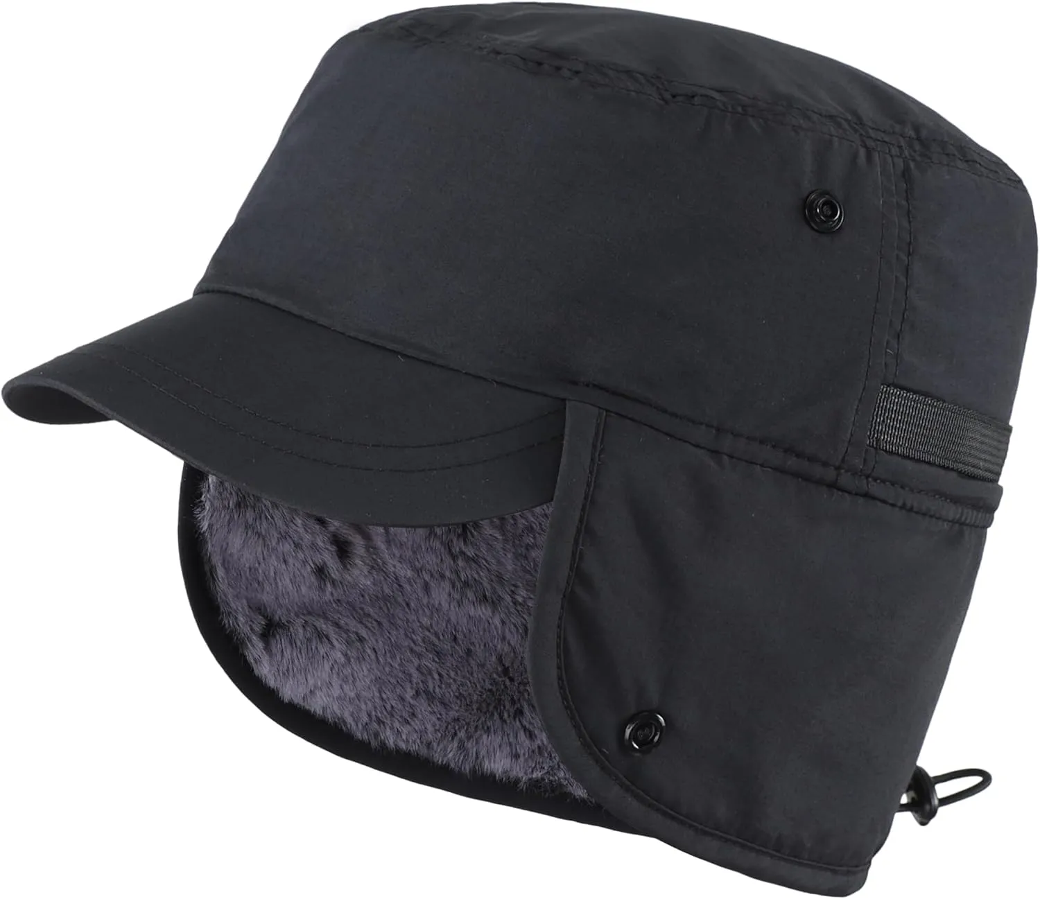 Connectyle Men's Winter Hat with Visor Warm Earflaps Hat Fully Lined Faux Fur Baseball Cap Trapper Hunting Hats