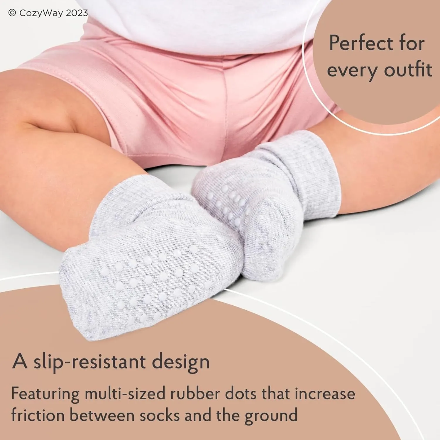 CozyWay Baby & Toddler Socks With Grippers Non Slip Low Cut Grip Socks for Girls and Boys Soft Comfy Cotton - 14 Pack