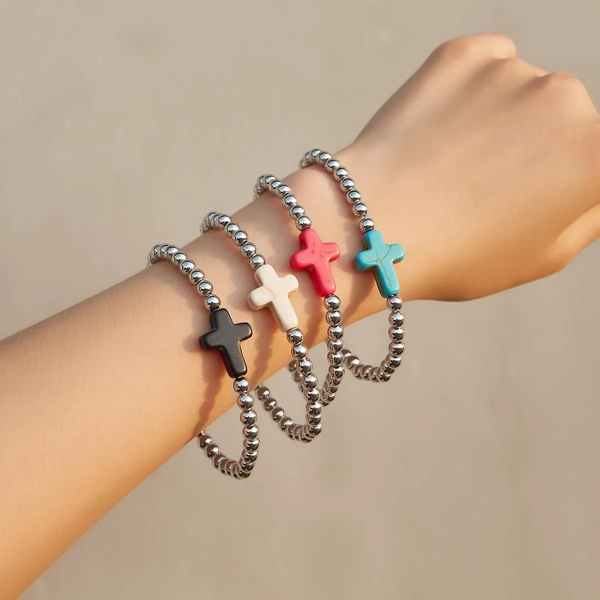 CSIYANJRY99 Silver Beaded Bracelets for Women Gold Stackable Stretch Bead Bracelet Set Beads Bracelet Stack Pack Hand Jewelry