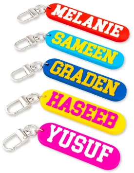 Custom Name Keychain, Luggage Tag, Name Tags, Suitcases, PVC Personalized Name Tags, Bag Tags, Water Bottle Tag, Text Font Keychain for Kids Girls Boys Women Men (Double - Sided)