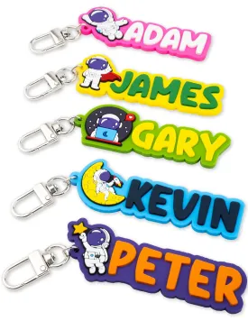 Custom PVC Astronaut Keychain, Key Ring, Outer Space Name Tags, Luggage Tag, Suitcase Tag, Cute Gift for Kids Boys Girls, Personalized Keychain, Custom Text Name Tags, Water Bottle Keychain Tags (Astronaut)