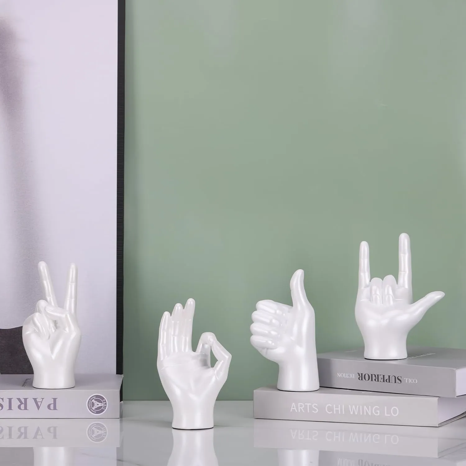 DOVDOV I Love You Gesture Statue, White Gesture Home Decor Accents, Modern Art Hand Sculpture Decor, Office, Wedding, Table centerpieces, Home Living Room Decor and Accessories.