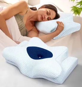 Dream Without Pain Cervical Neck Pillow for Sleeping, Ergonomic Side Sleeper Pillows for Adults, Cooling Orthopedic Pillow for Neck Relief Support, Memory Foam Pillows Back Stomach Sleepers