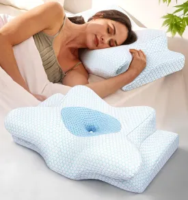 Dream Without Pain Cervical Neck Pillow for Sleeping, Ergonomic Side Sleeper Pillows for Adults, Cooling Orthopedic Pillow for Neck Relief Support, Memory Foam Pillows Back Stomach Sleepers