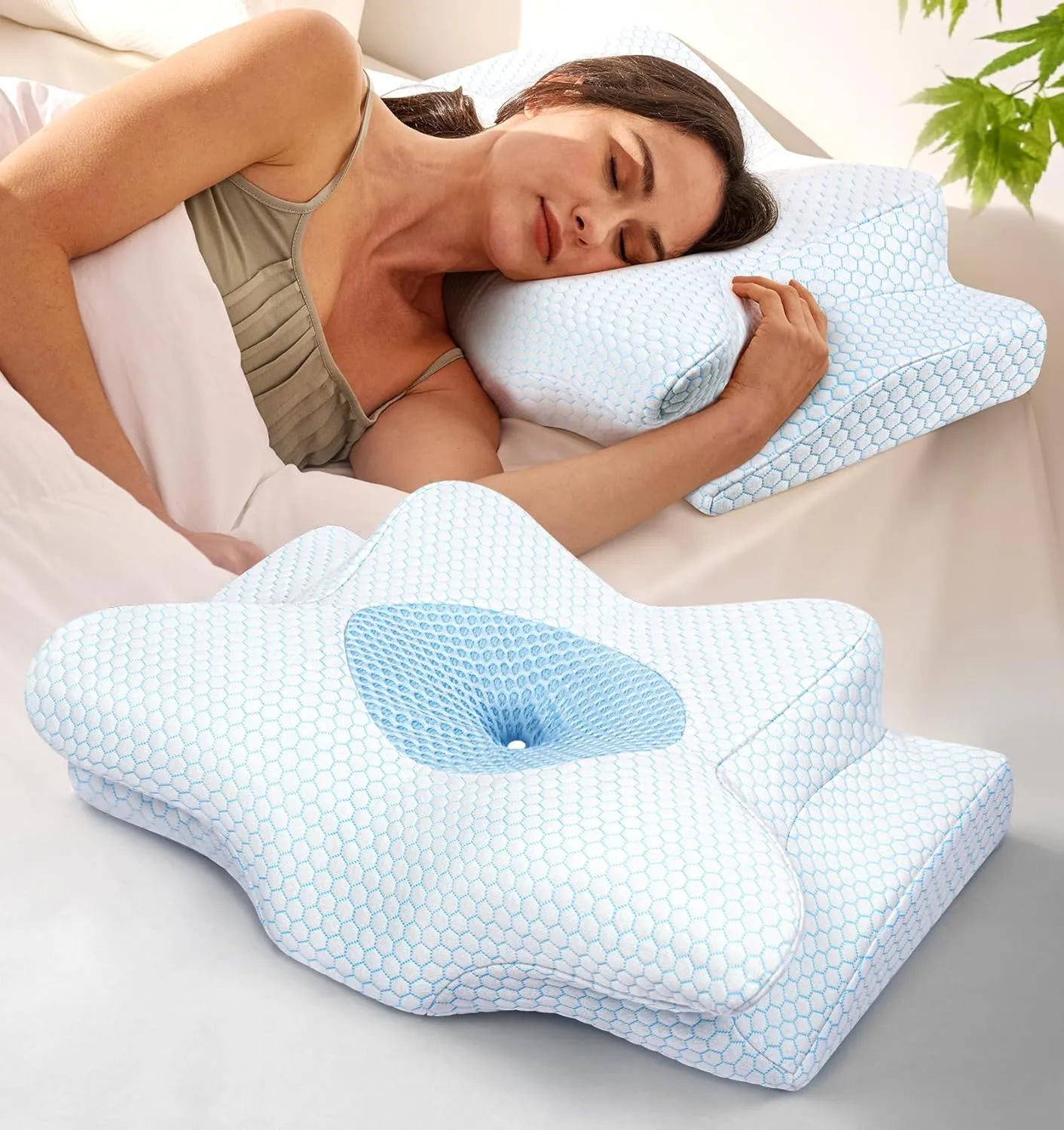 Dream Without Pain Cervical Neck Pillow for Sleeping, Ergonomic Side Sleeper Pillows for Adults, Cooling Orthopedic Pillow for Neck Relief Support, Memory Foam Pillows Back Stomach Sleepers