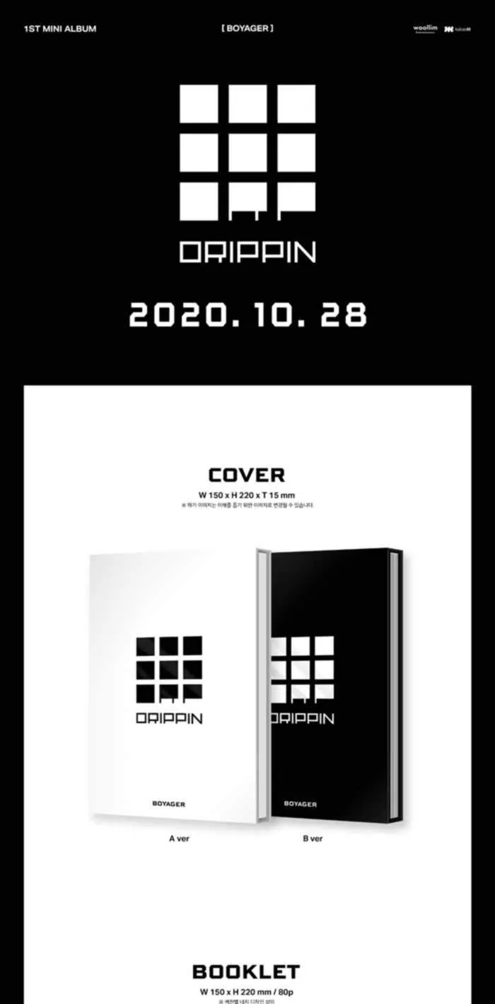 Drippin Boyager 1st Mini Album 2 Version SET 80p Booklet 1p Luggage Tag 2p PhotoCard Message PhotoCard SET Tracking Kpop Sealed
