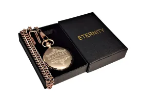 Engraved pocket watch, Green dial watch with Roman numerals, comes with the chain, fitted box and engraving. Vintage style pocket watch personalized (Gold)
