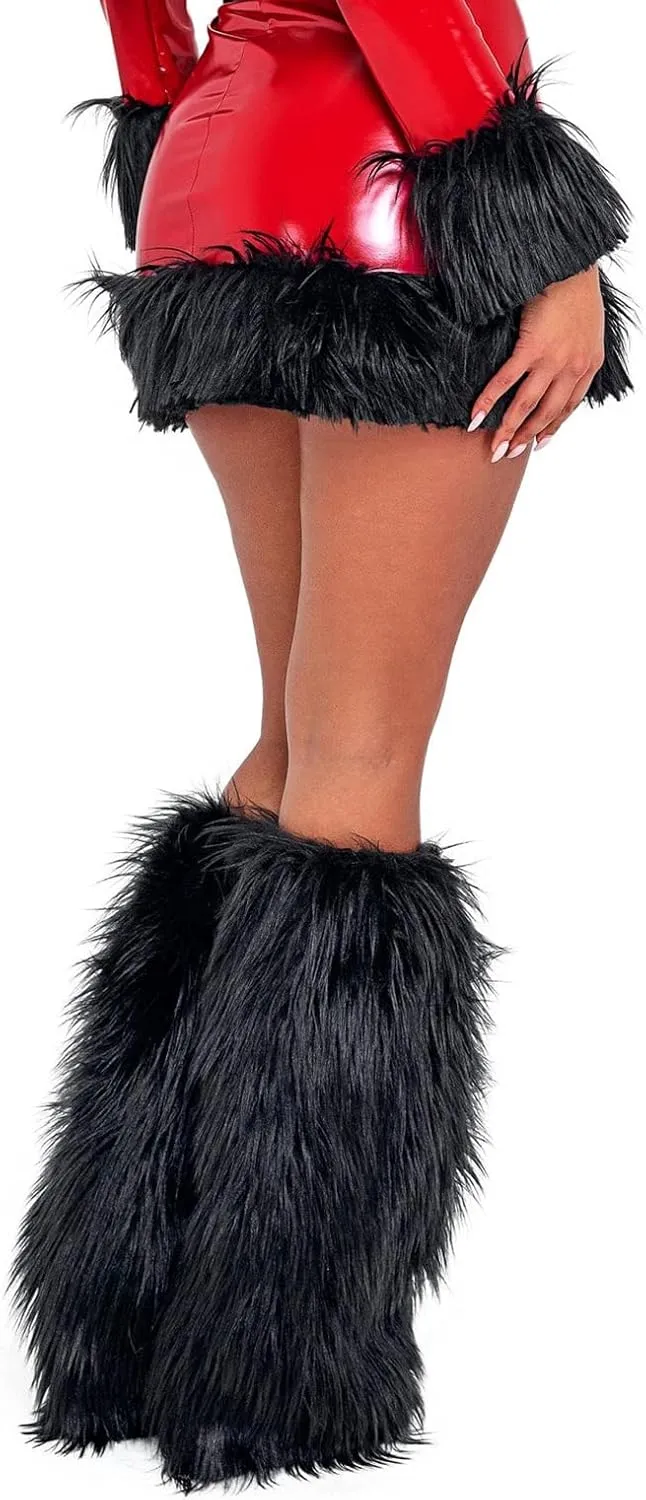 Faux Fur Fuzzy Leg Warmers for Women Girls Fleece Boot Cuff Cover Covers Christmas Cosplay Party Accessory Set