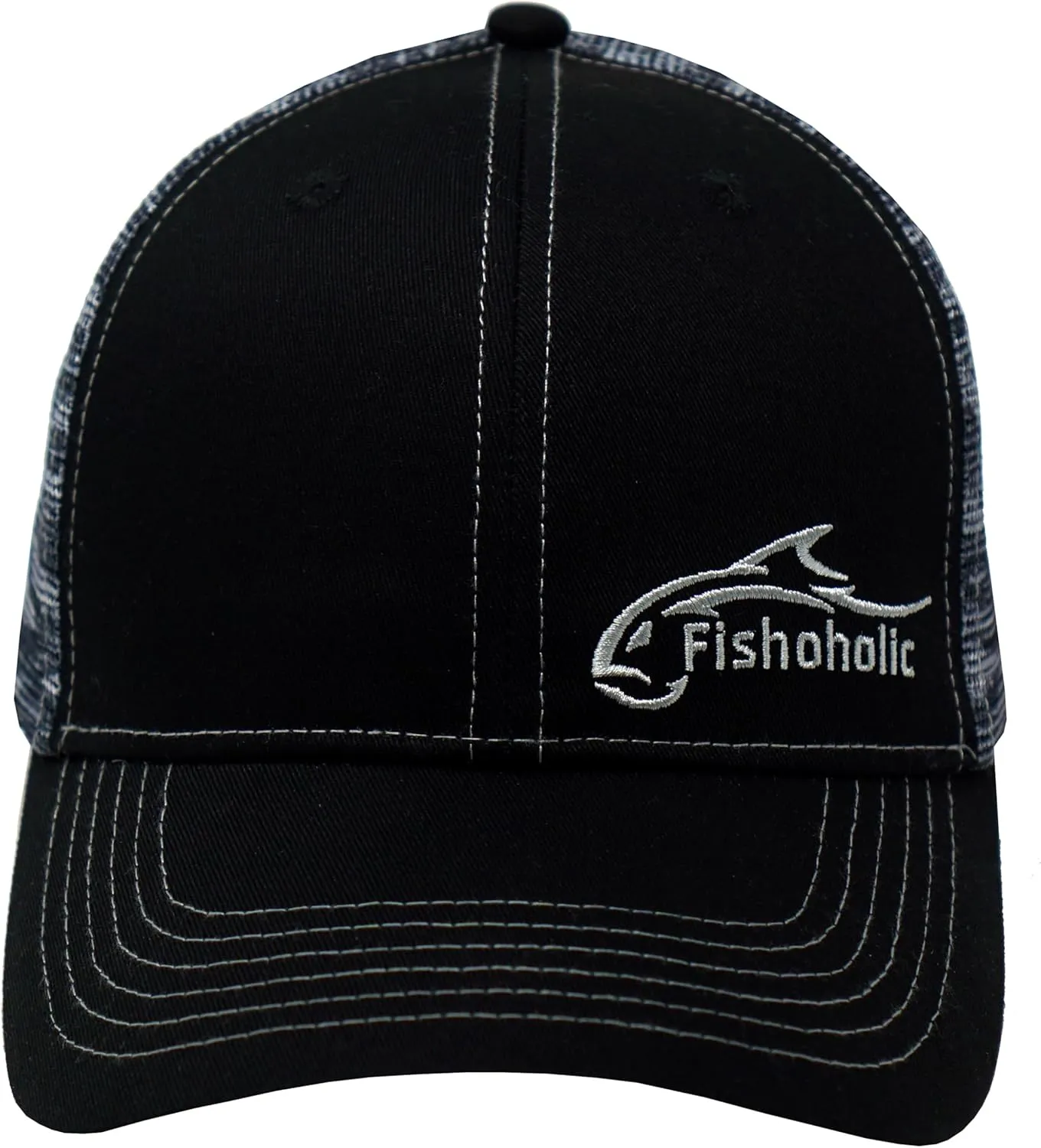 Fishoholic Snapback Baseball Fishing Hat - Mesh Trucker Fishing Gift for Dad Father