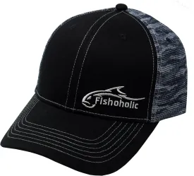 Fishoholic Snapback Baseball Fishing Hat - Mesh Trucker Fishing Gift for Dad Father