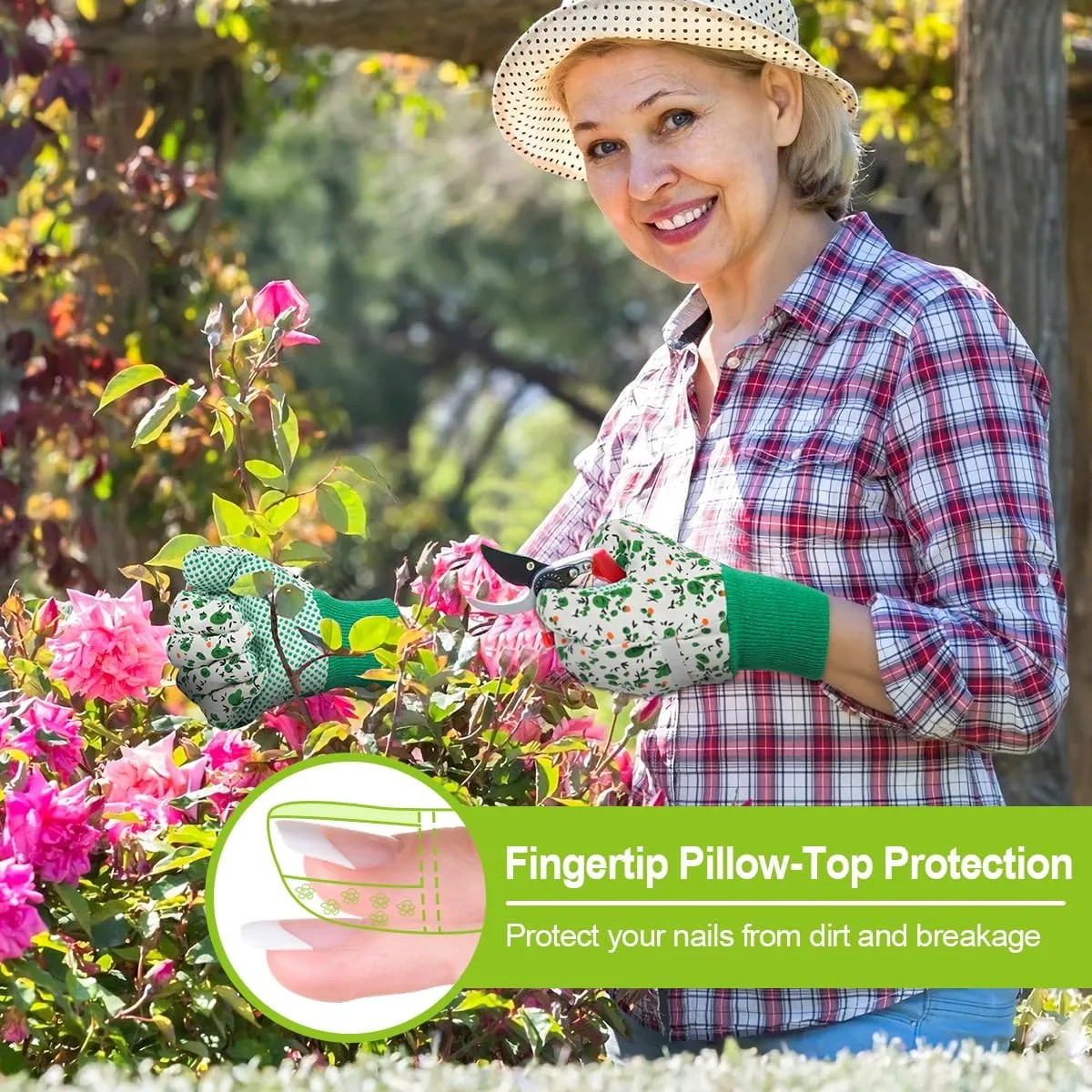 Floral Gardening Gloves for Women/Ladies, Non-Slip Grip Garden Work Gloves, Comfortable Thorn Proof Garden Gloves,Gift