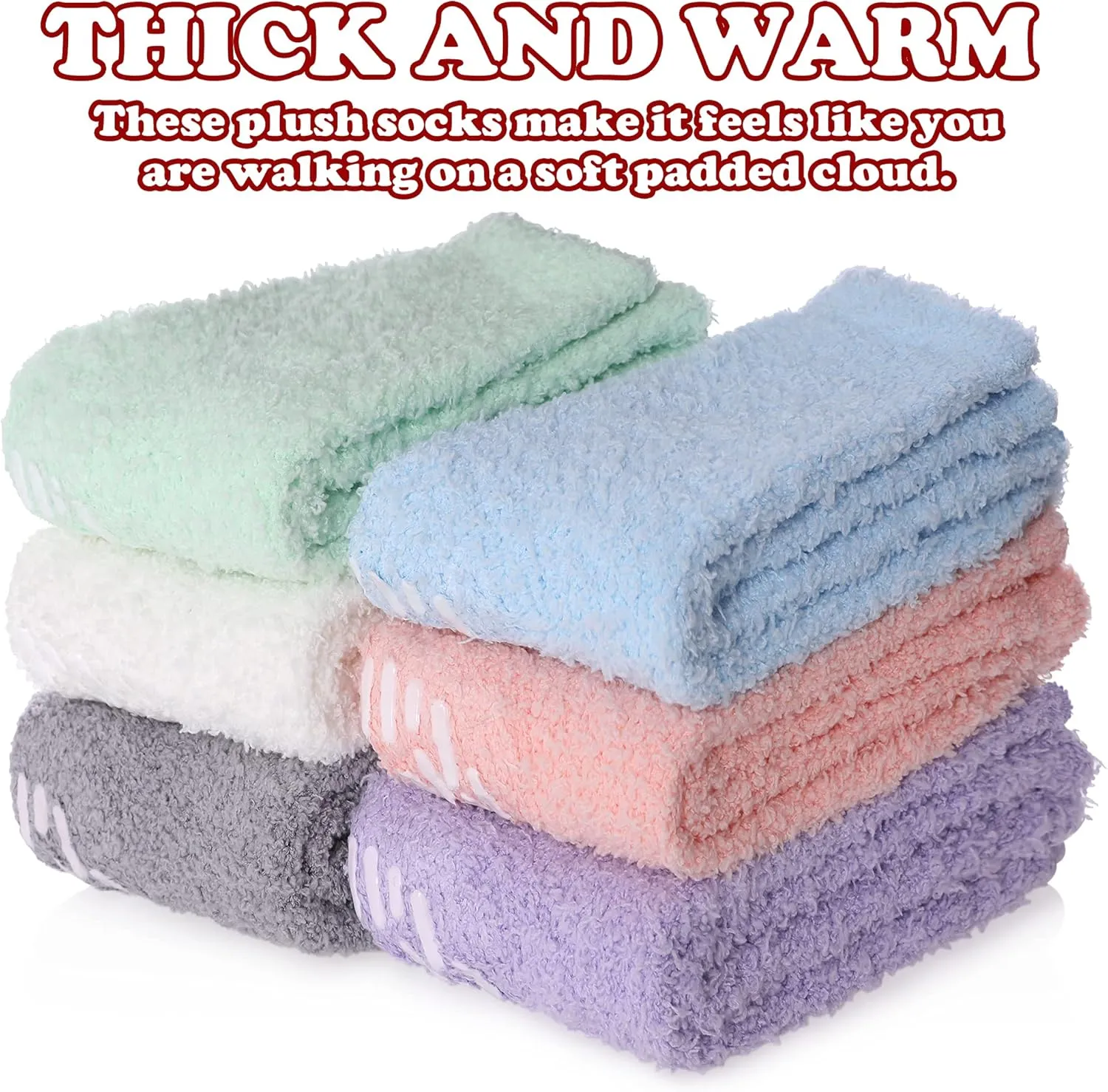 FNOVCO Non Slip Socks for Women Winter Warm Cozy Fuzzy Slipper Socks Soft Fluffy Hospital Socks with Grips