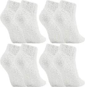 Foaincore 4 Pack Non Slip Hospital Socks for Women Men Non Slip Ankle Fuzzy Socks Thick Warm Festival Gifts