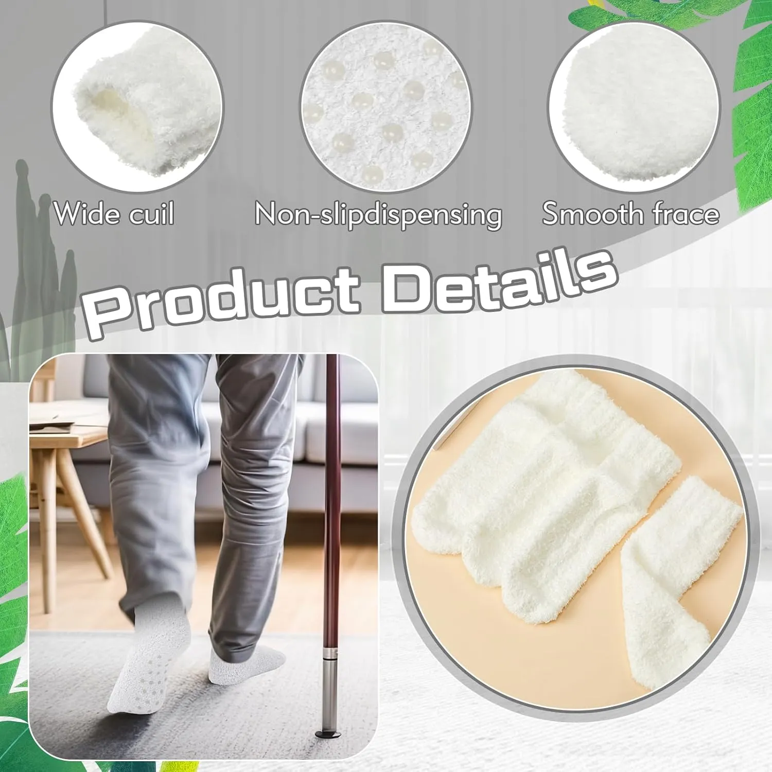 Foaincore 4 Pack Non Slip Hospital Socks for Women Men Non Slip Ankle Fuzzy Socks Thick Warm Festival Gifts