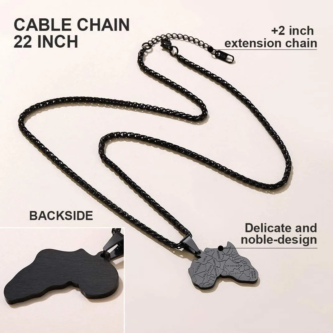 GOLDCHIC JEWELRY Africa Map Necklace for Men, Stainless Steel African Tribal/Egyptian Eye of Horus/I LOVE AFRICA/Elephant Map Hiphop Jewelry Unisex with 22' 2'Adjustable Chain
