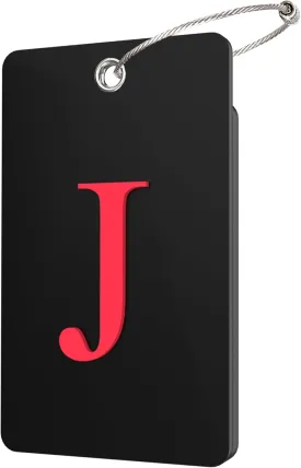 Gostwo 2 Pack Luggage Tags for Suitcases, 26 Initial Letter Travel Luggage Baggage Identification Labels ID Tag Fully Bendable Tags with Stainless Steel Loop (Black) (Letter J)