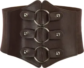 GRACE KARIN Women Corset Belt Elastic Gothic Wide Belt Vintage Faux Leather Belts for Halloween Steampunk Gothic