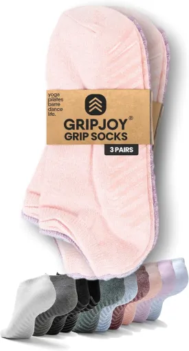 Gripjoy Non-Slip Socks for Women and Men - Yoga and Hospital Socks With Grippers - 3 Pairs