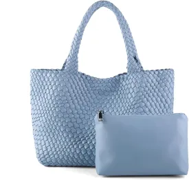 Handmade Woven Bag Satchel Handbag For Women Vegan Leather Tote Bag With Purses Travel Shoulder Bag Underarm Bag