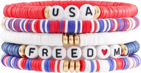Heishi Beaded Stretch Bracelets for Women Stackable Gold Polymer Clay Beads Bracelets Friendship Boho Summer Beach Bracelet Jewelry Set
