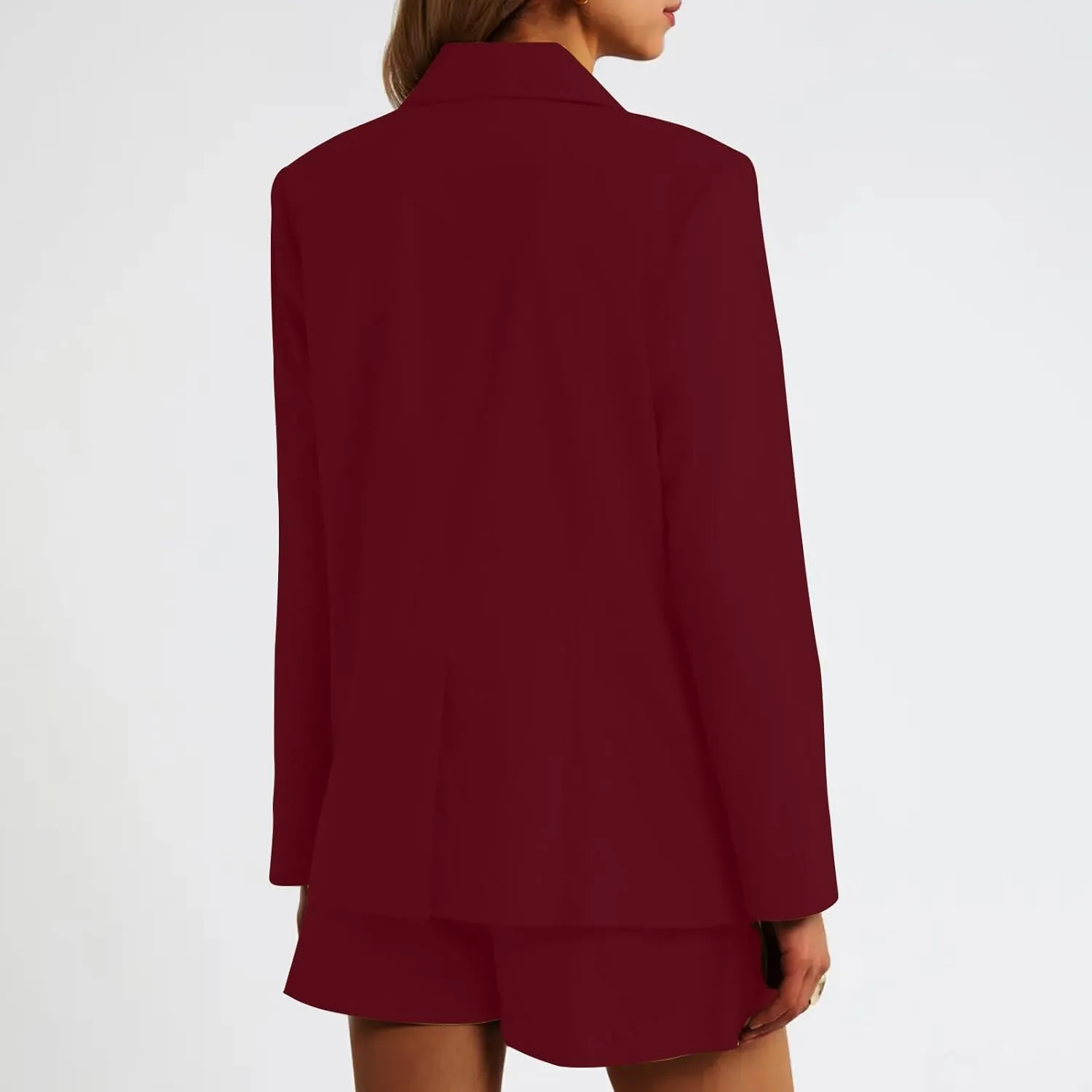 HGps8w Women's Shoulder Pad Casual Blazers Outerwear, Loose Long Sleeve Open Front Work Business Suit Jacket with Pockets