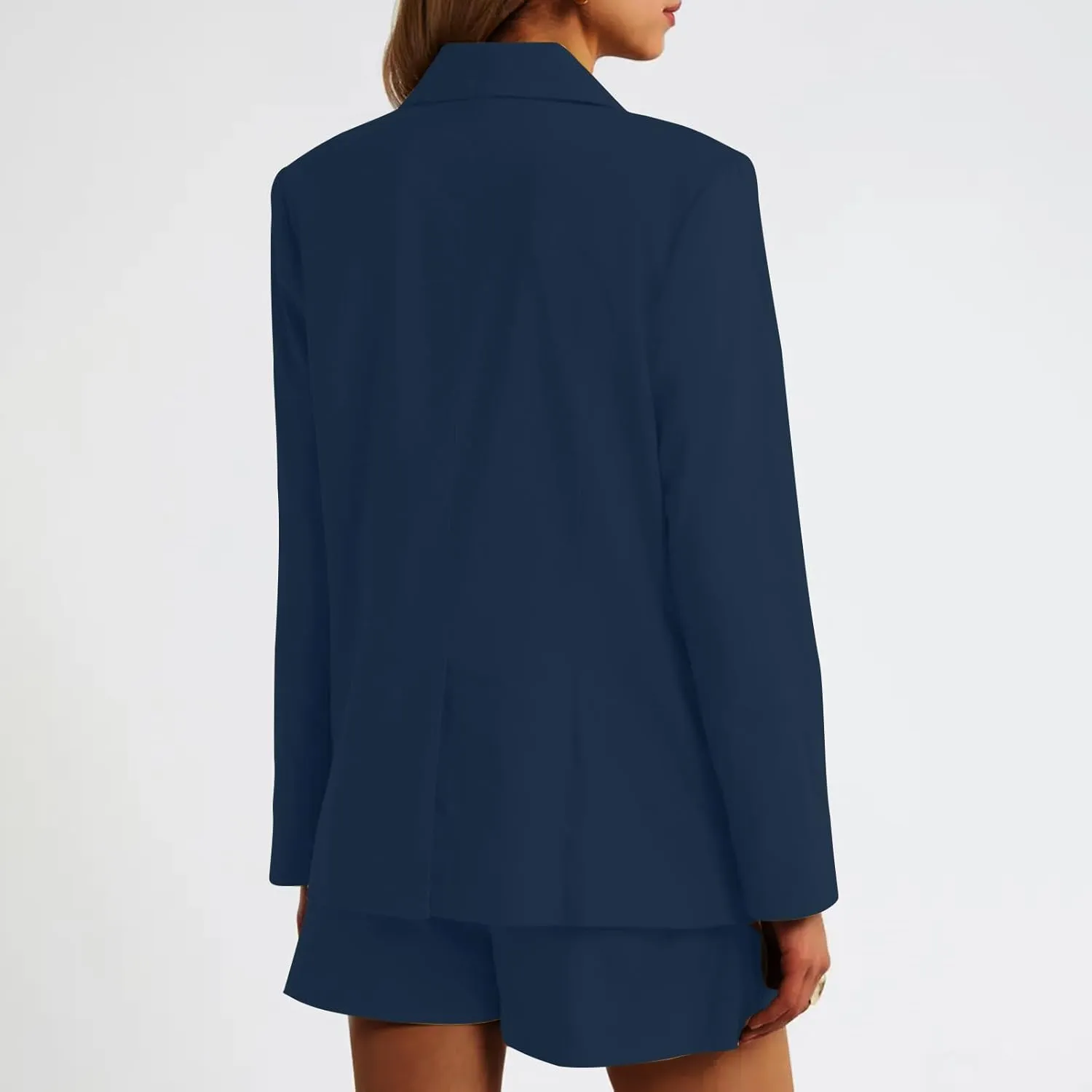 HGps8w Women's Shoulder Pad Casual Blazers Outerwear, Loose Long Sleeve Open Front Work Business Suit Jacket with Pockets