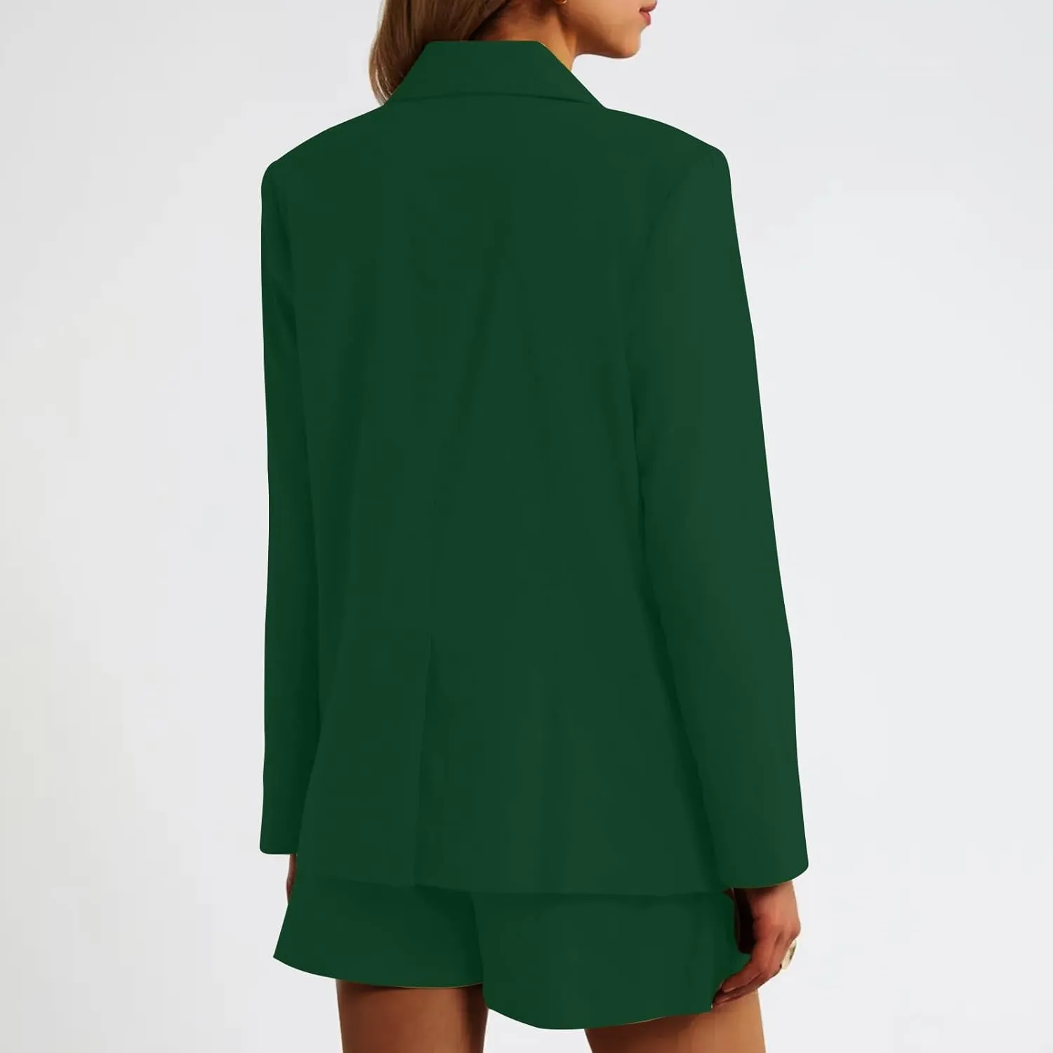 HGps8w Women's Shoulder Pad Casual Blazers Outerwear, Loose Long Sleeve Open Front Work Business Suit Jacket with Pockets
