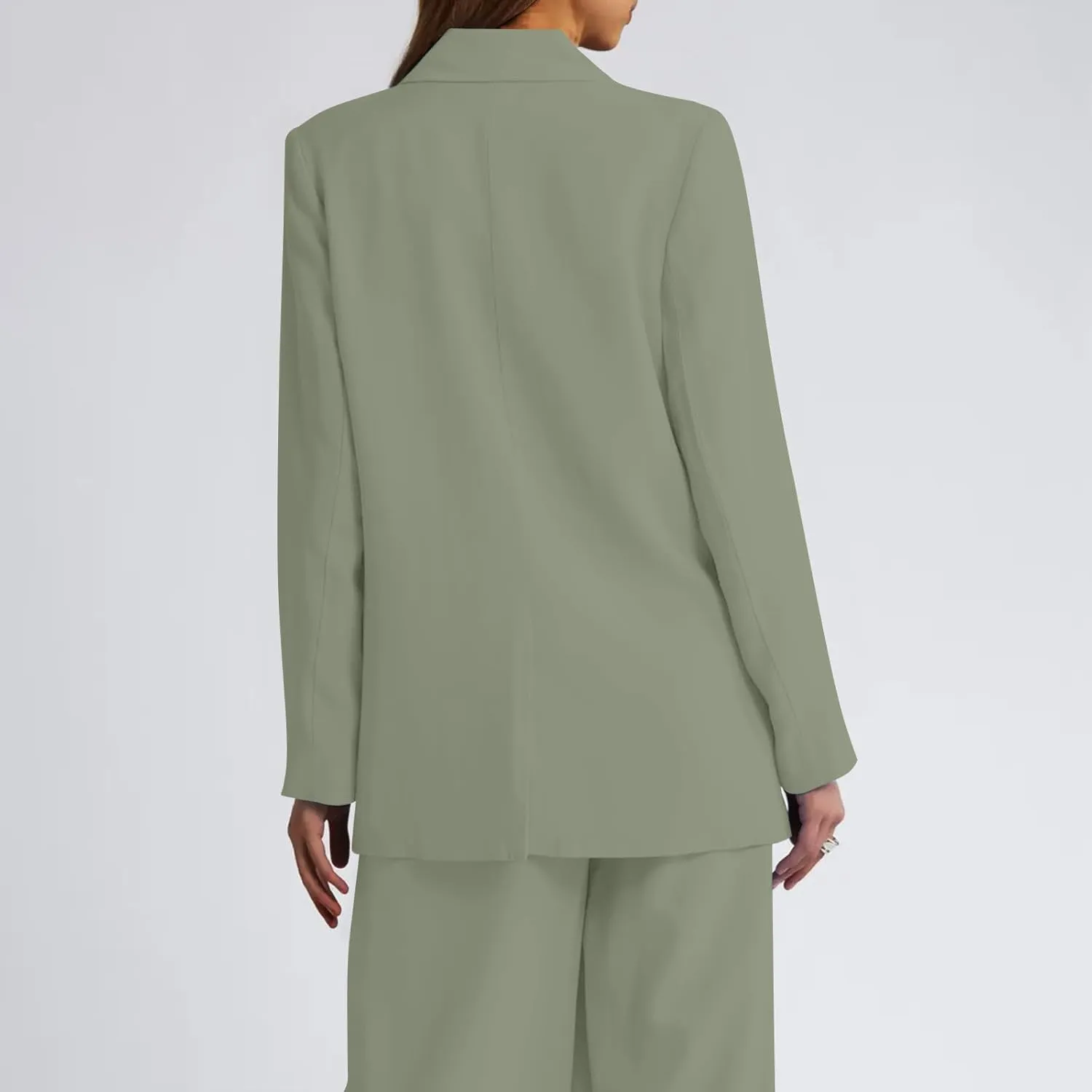 HGps8w Women's Shoulder Pad Loose Blazers Outerwear, Casual Solid Long Sleeve Open Front Work Business Suit Jackets