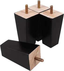 Housoutil Elegant Minimalist Black Furniture Legs Sofa Legs Replacement Table Legs for Couch Solid Wood Legs Quick Install