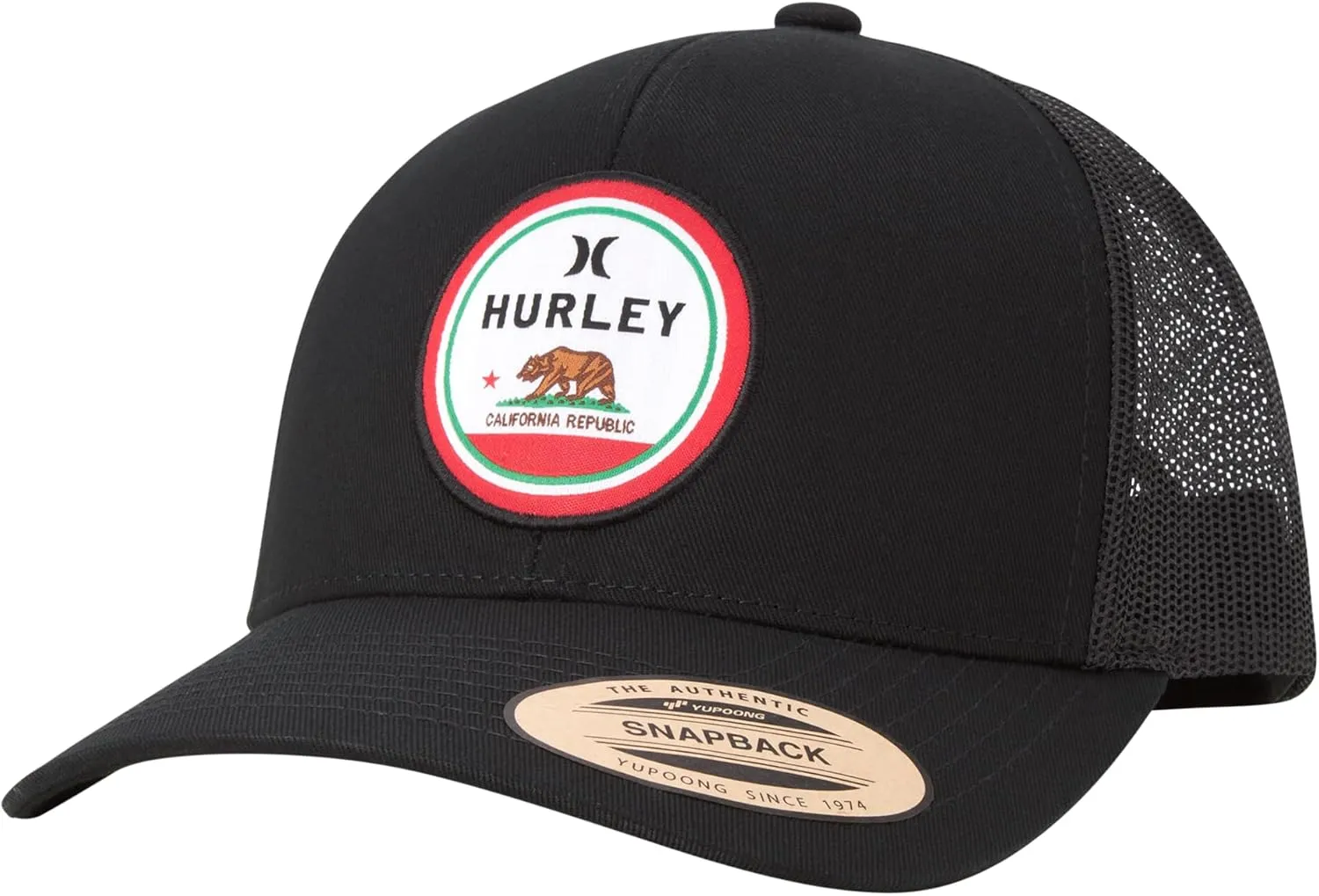 Hurley Men??s Trucker Hat - Flat Brim Mesh Baseball Cap and Hats for Men with Adjustable Snapback Closure