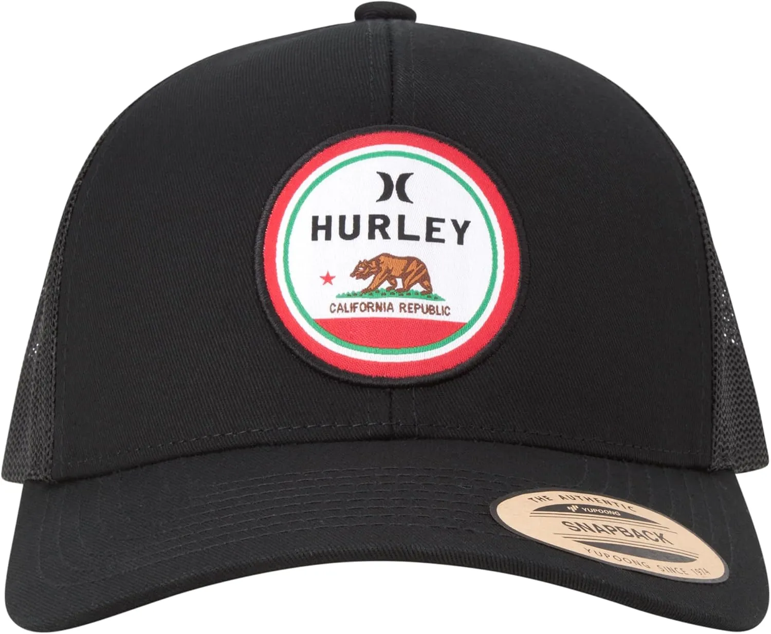 Hurley Men??s Trucker Hat - Flat Brim Mesh Baseball Cap and Hats for Men with Adjustable Snapback Closure