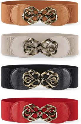 JASGOOD Women Stretchy Belts for Dresses Vintage Elastic Wide Waist Belts