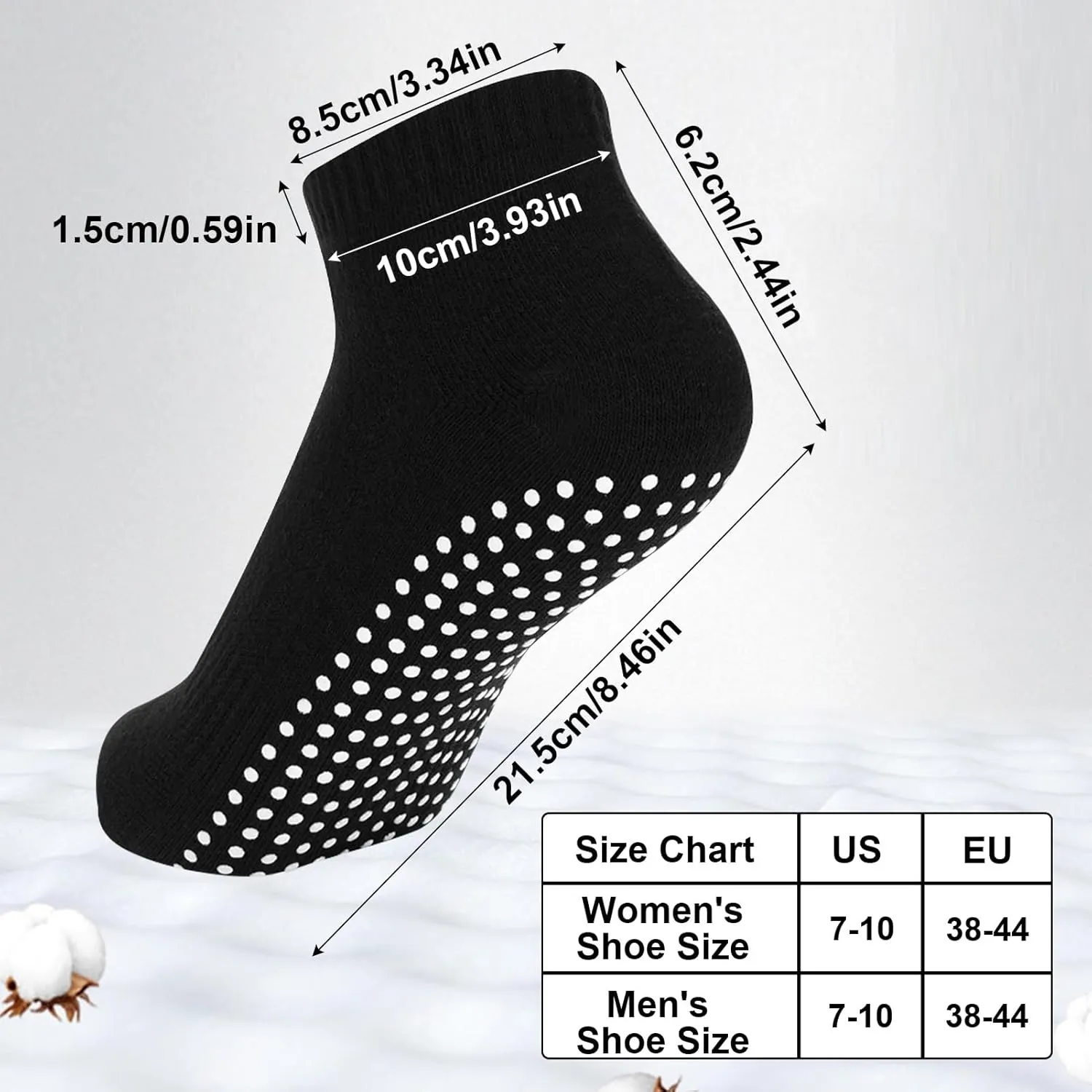 Jspupifip 4 Pairs Non Slip Yoga Socks Pilates Socks with Grips for Women Men Soccer Grippy Socks Cotton Barre Hospital Socks