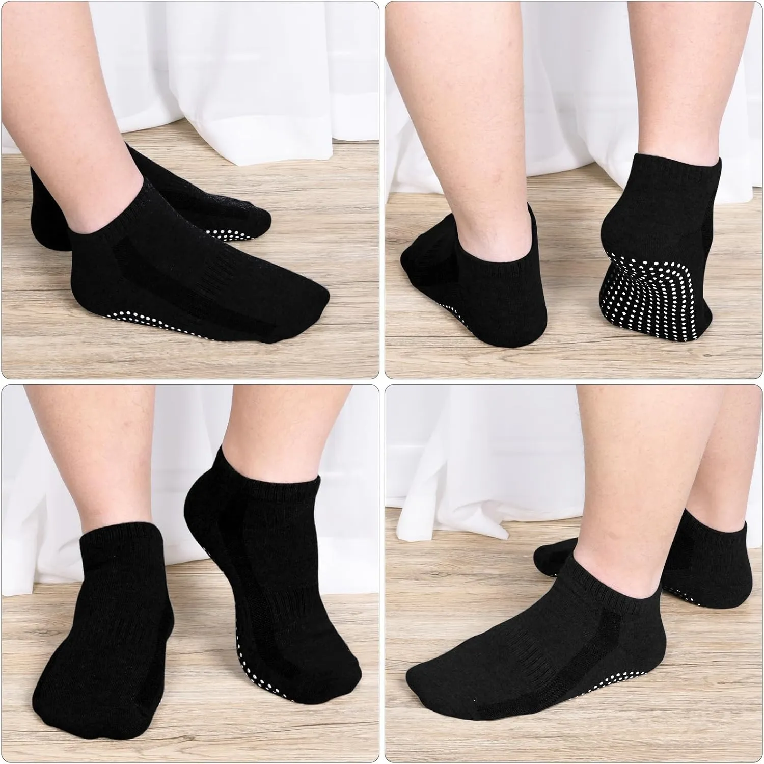 Jspupifip 4 Pairs Non Slip Yoga Socks Pilates Socks with Grips for Women Men Soccer Grippy Socks Cotton Barre Hospital Socks