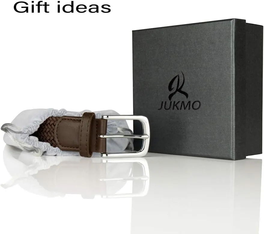 JUKMO Elastic Braided Belt, Stretch Woven Belt in Gift Box