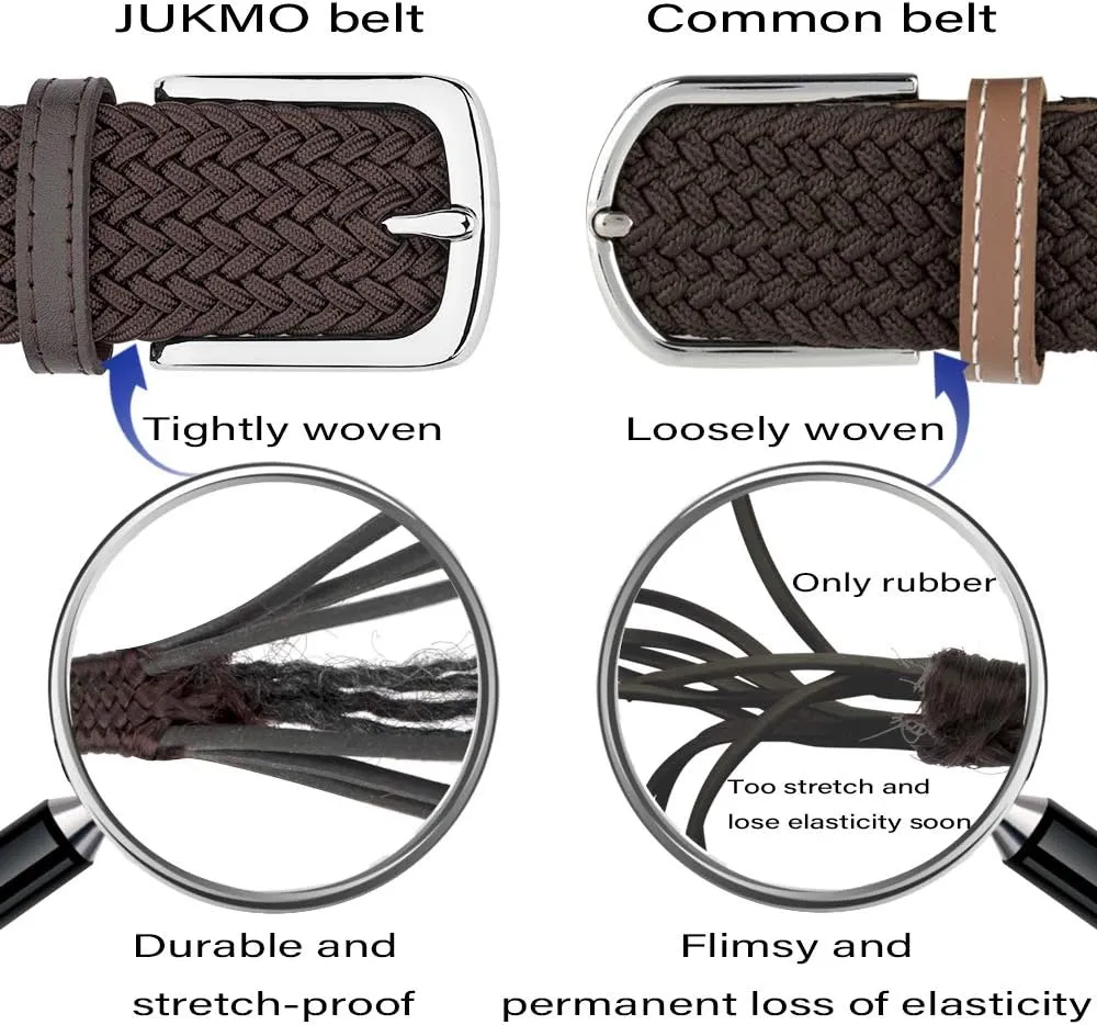 JUKMO Elastic Braided Belt, Stretch Woven Belt in Gift Box