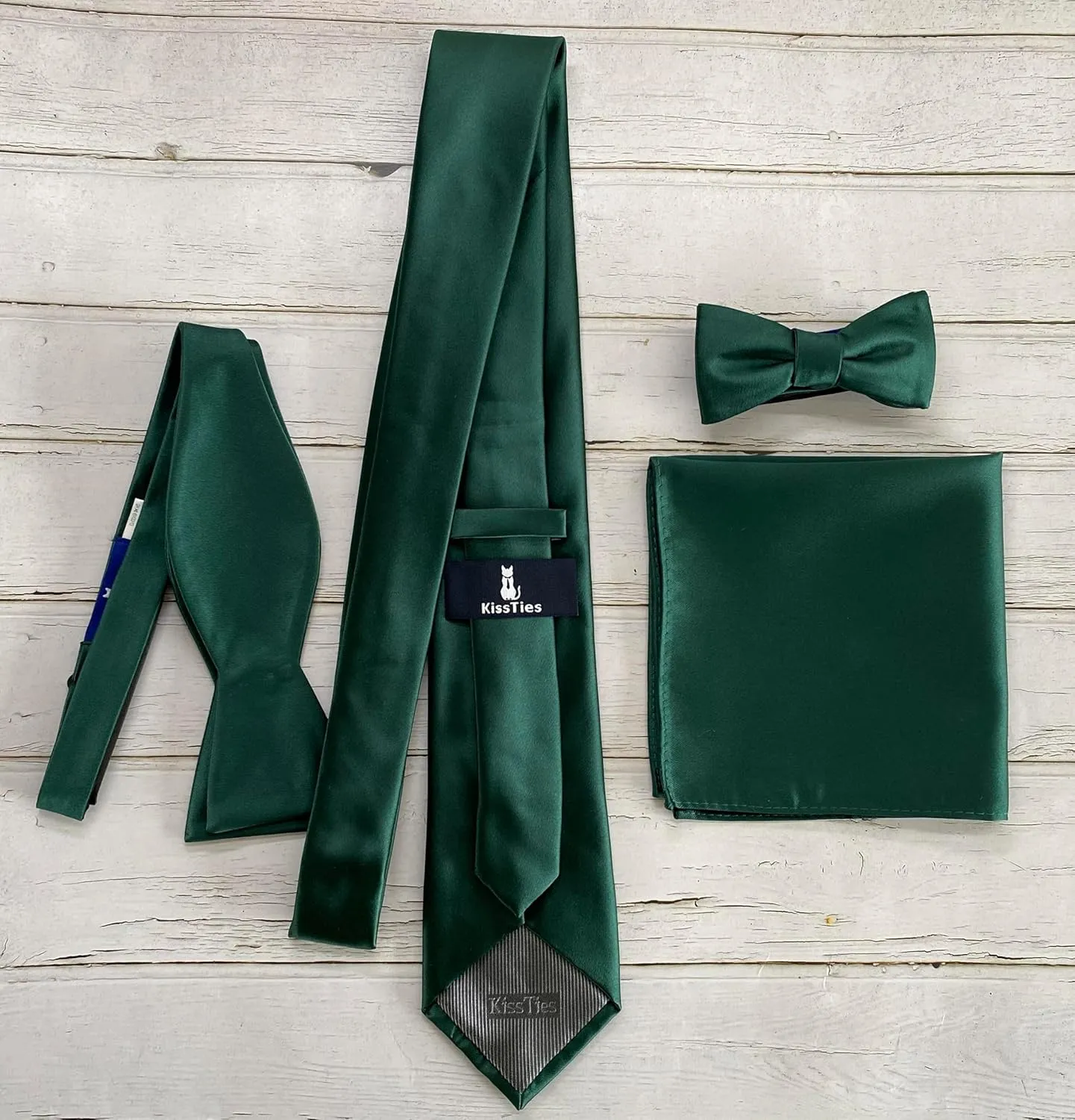 KissTies Solid Satin Tie Pure Color Necktie Mens Ties   Gift Box