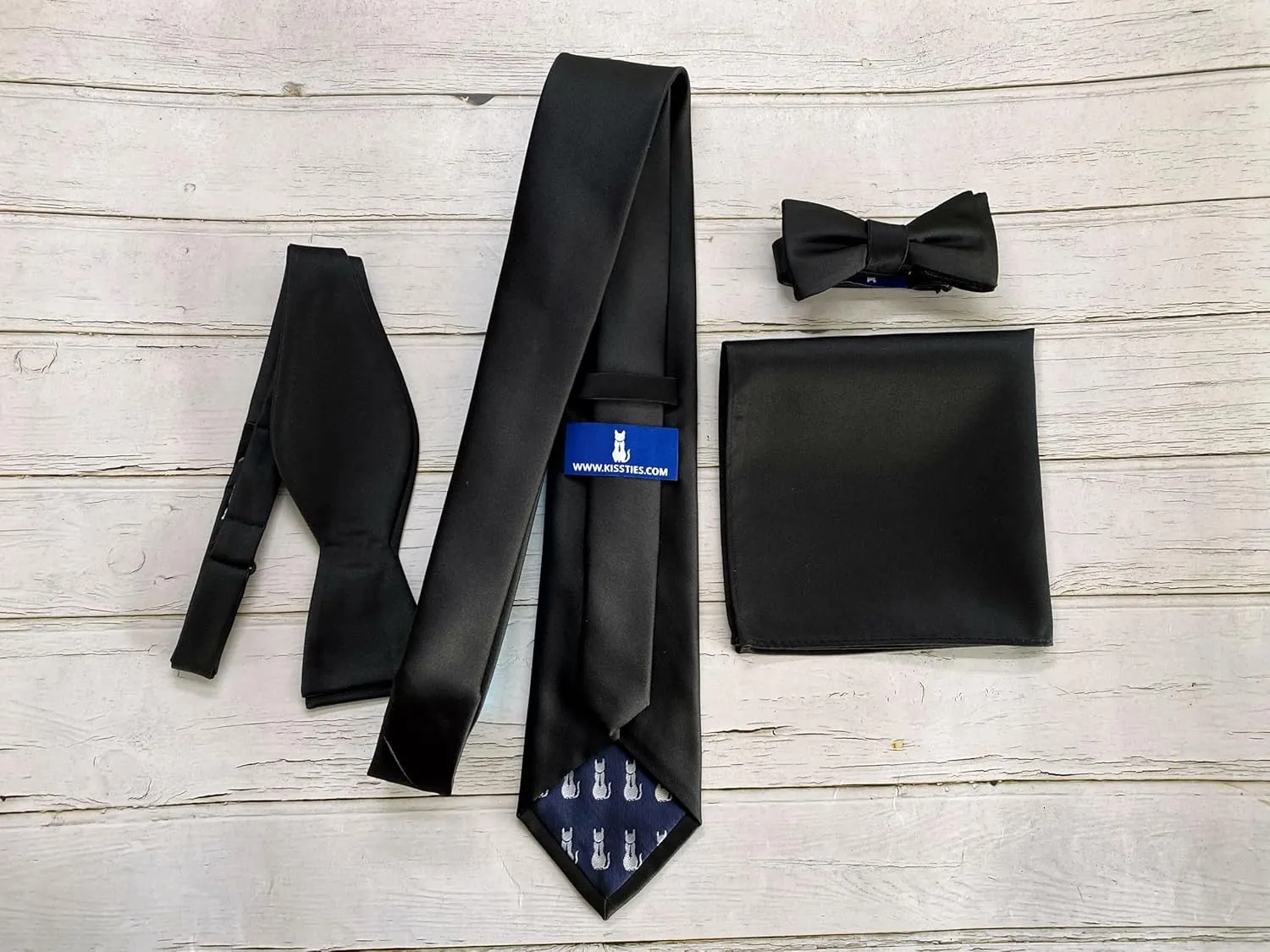 KissTies Solid Satin Tie Pure Color Necktie Mens Ties   Gift Box