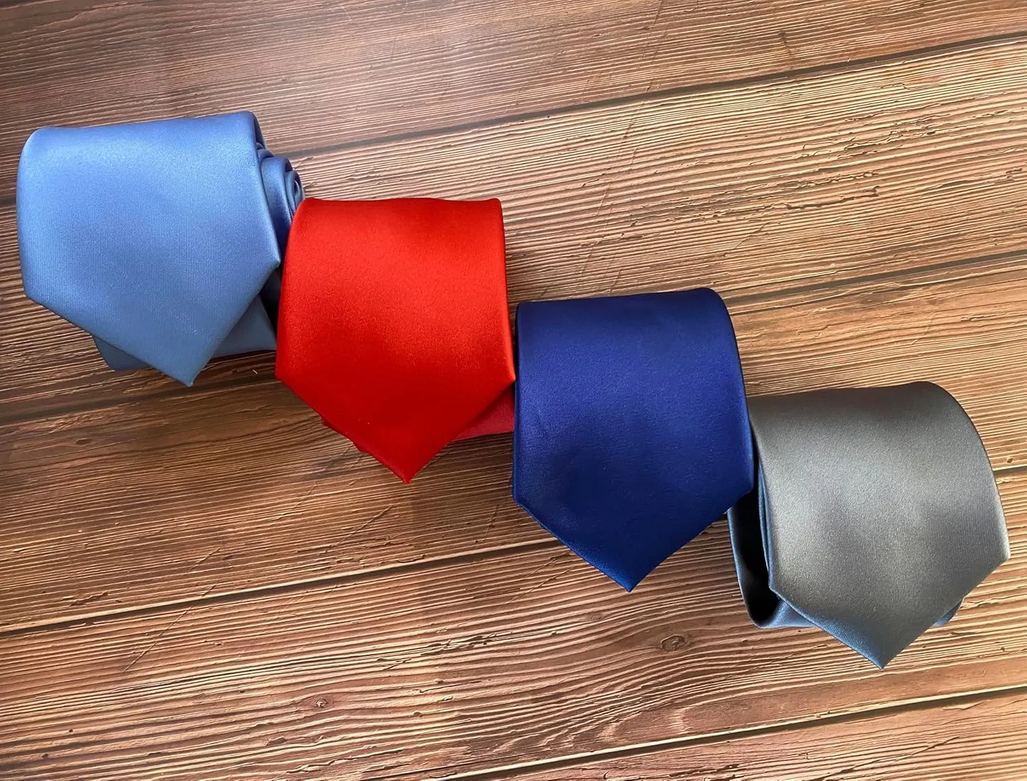 KissTies Solid Satin Tie Pure Color Necktie Mens Ties   Gift Box