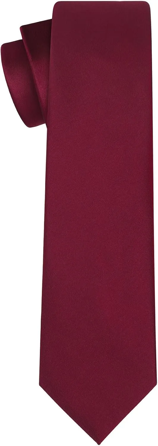 KissTies Solid Satin Tie Pure Color Necktie Mens Ties   Gift Box