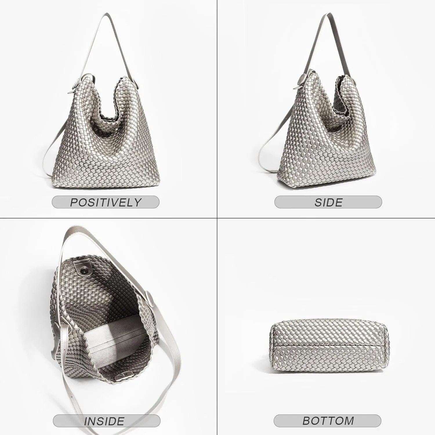 Large Woven Tote Bag Vegan Leather Shoulder Bag for Women Fashion Travel Shopper Bag Top Handle Handbag and Purse