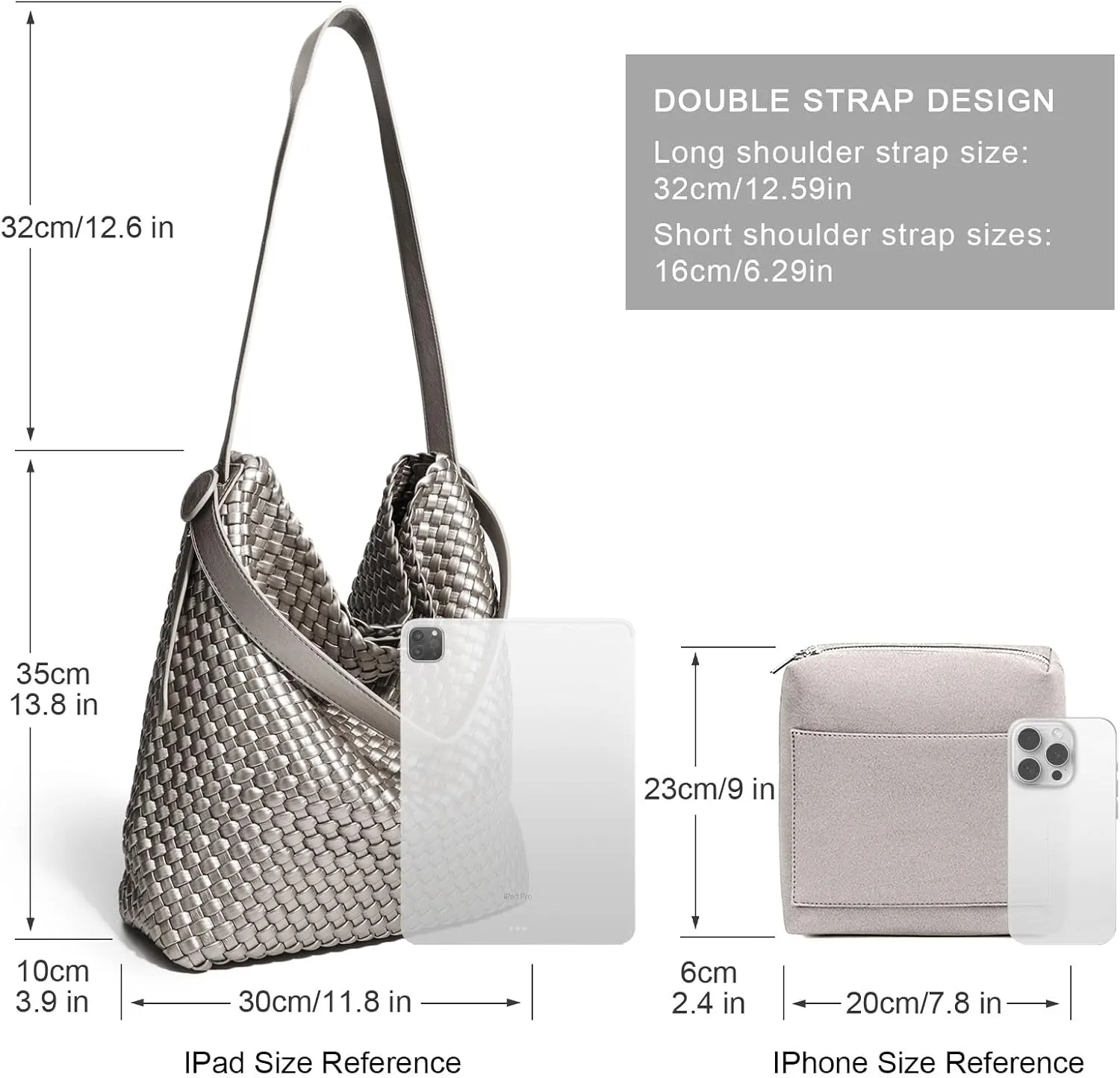 Large Woven Tote Bag Vegan Leather Shoulder Bag for Women Fashion Travel Shopper Bag Top Handle Handbag and Purse