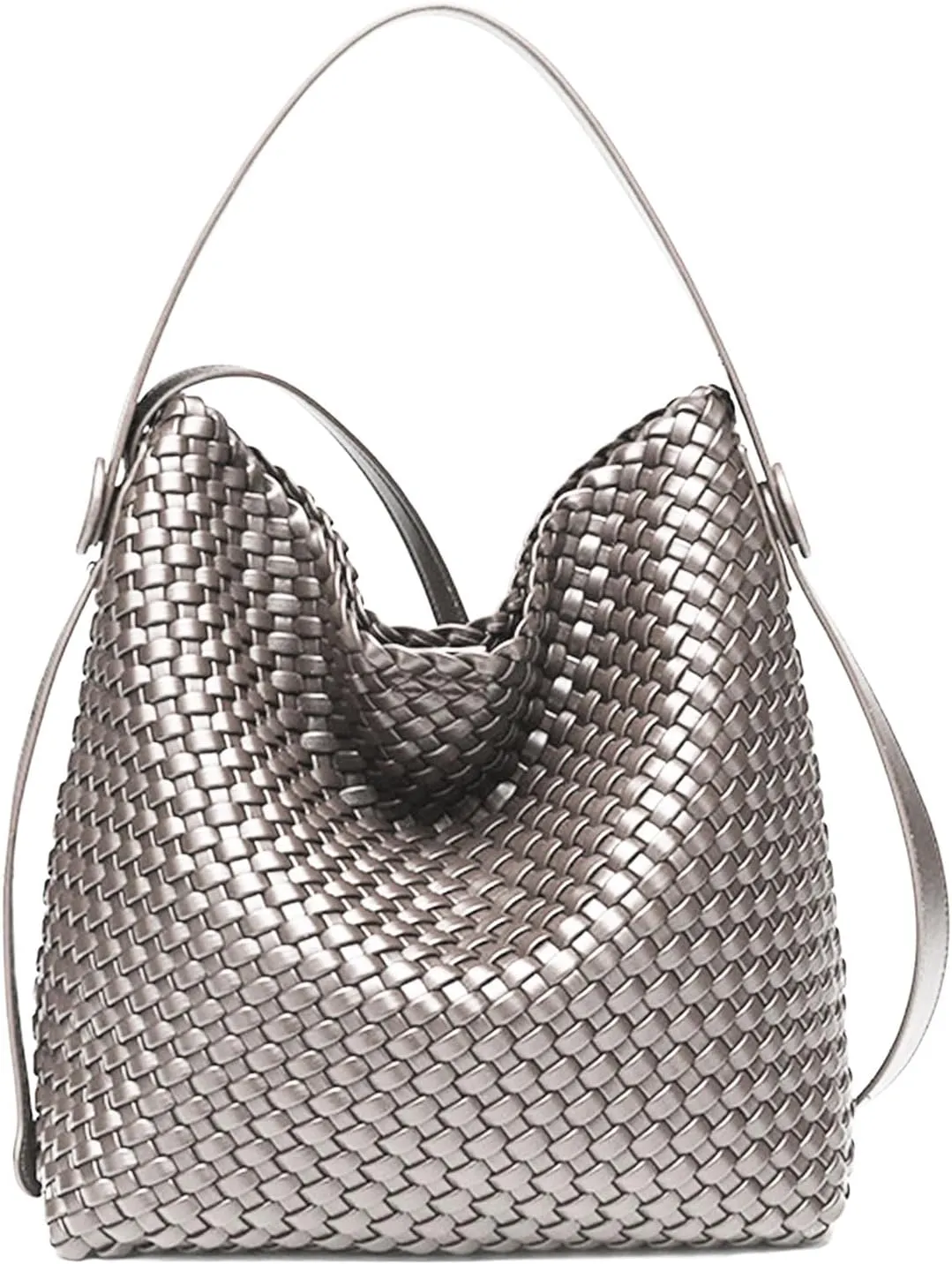 Large Woven Tote Bag Vegan Leather Shoulder Bag for Women Fashion Travel Shopper Bag Top Handle Handbag and Purse
