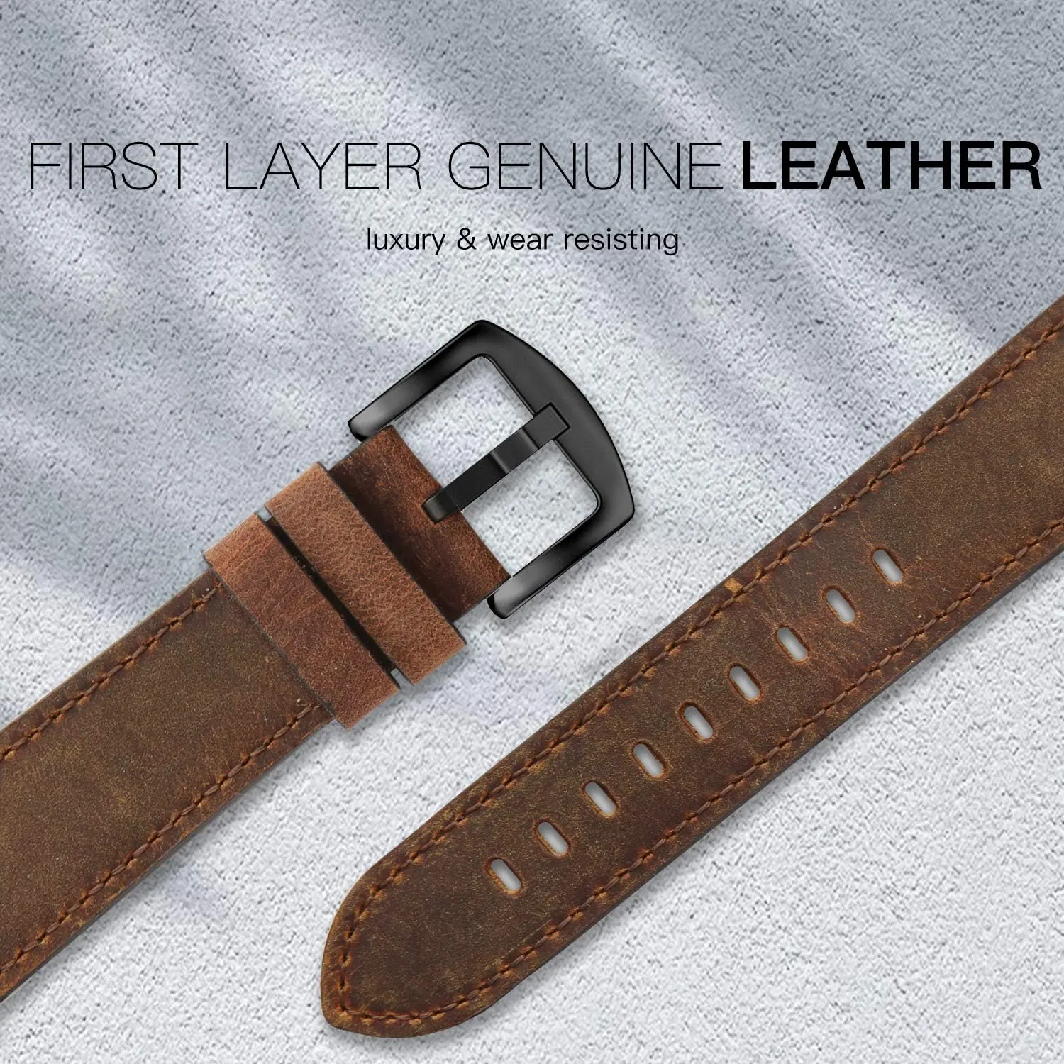 Leather Bands Compatible with Apple Watch 46mm 45mm 44mm 42mm(Series 1 2 3) Band Men Women, Vintage Genuine Leather Wristband Replacement Band Compatible for Apple Watch iwatch Series 10 9 8 7 6 5 4 SE