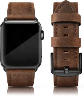 Leather Bands Compatible with Apple Watch 46mm 45mm 44mm 42mm(Series 1 2 3) Band Men Women, Vintage Genuine Leather Wristband Replacement Band Compatible for Apple Watch iwatch Series 10 9 8 7 6 5 4 SE