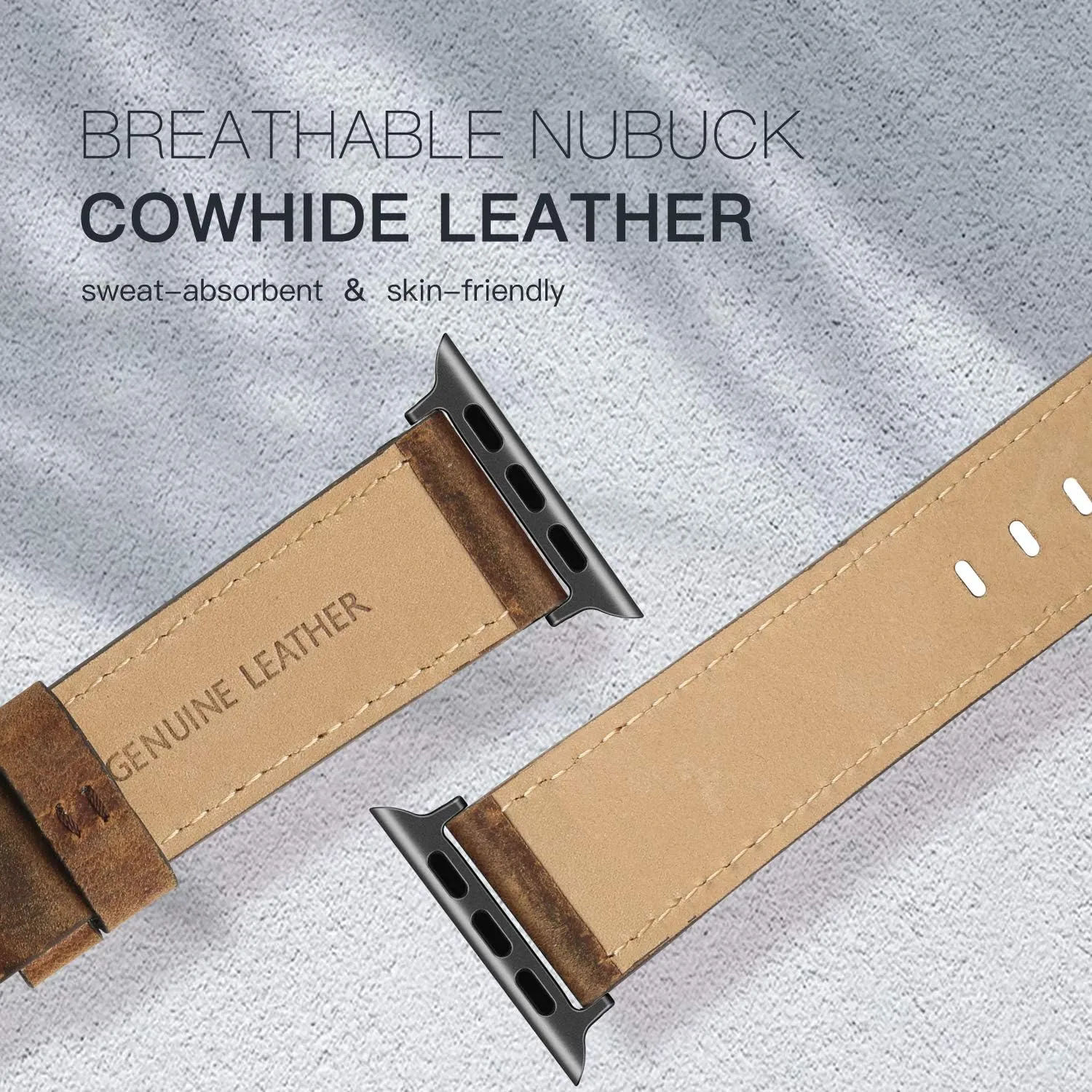 Leather Bands Compatible with Apple Watch 46mm 45mm 44mm 42mm(Series 1 2 3) Band Men Women, Vintage Genuine Leather Wristband Replacement Band Compatible for Apple Watch iwatch Series 10 9 8 7 6 5 4 SE